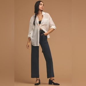 The Skipper Seamed High-Rise Cropped Wide-Leg Jeans by Pilcro